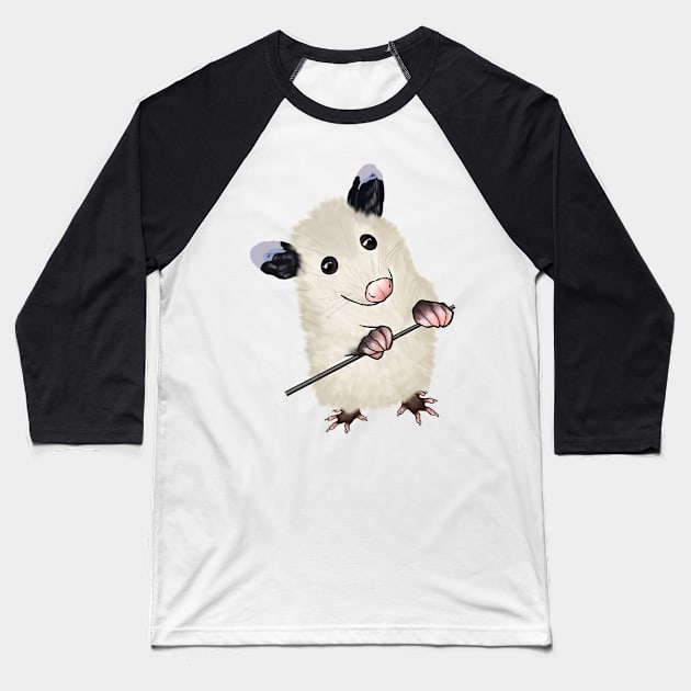 Elvis The Possum Baseball T-Shirt by notastranger